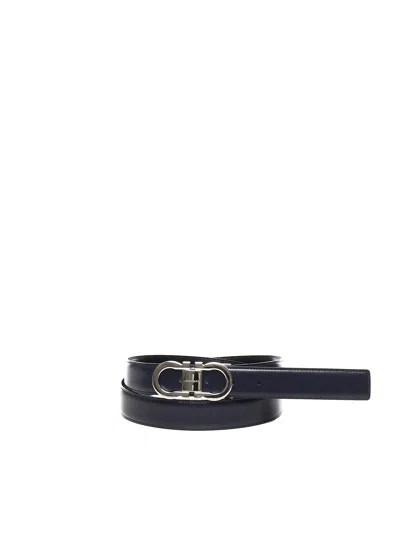Ferragamo Gancini Reversible And Adjustable Belt In Blue