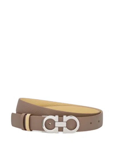 Ferragamo Gancini Reversible And Adjustable Belt In Brown
