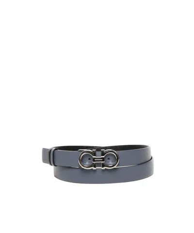 Ferragamo Gancini Reversible And Adjustable Belt In Blue