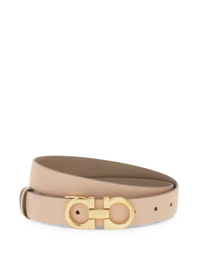 Ferragamo Gancini Reversible And Adjustable Belt In Brown