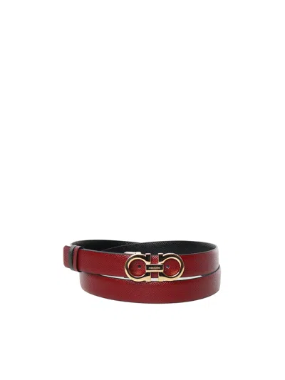 Ferragamo Gancini Reversible And Adjustable Belt In Brown