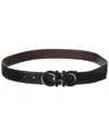 Ferragamo Reversible And Adjustable Gancini Belt In Black