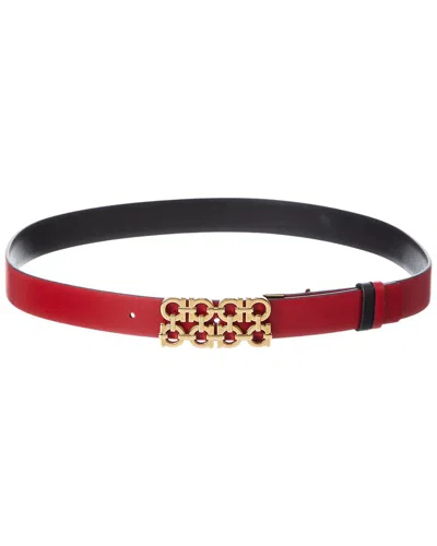 Ferragamo Gancini Reversible & Adjustable Leather Belt In Purple