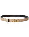 Ferragamo Gancini Reversible & Adjustable Leather Belt In Beige