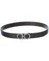 Ferragamo Salvatore  Man's Bicolor Leather Belt With Logo Buckle In Black