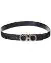 Ferragamo Salvatore  Man's Bicolor Leather Belt With Logo Buckle In Black