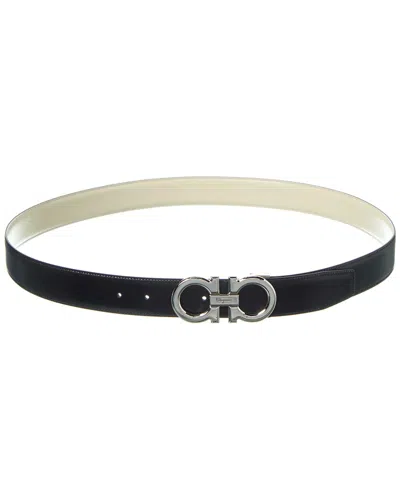Ferragamo Gancini Reversible & Adjustable Leather Belt In Black