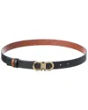 Ferragamo Gancini Reversible & Adjustable Leather Belt In Black