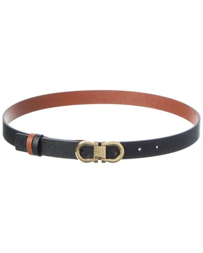 Ferragamo Gancini Reversible & Adjustable Leather Belt In Brown