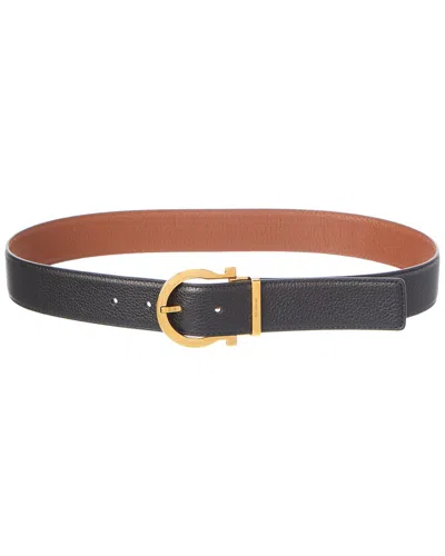 Ferragamo Gancini Reversible & Adjustable Leather Belt In Brown