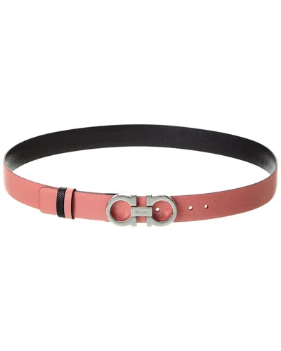 Ferragamo Gancini Reversible & Adjustable Leather Belt In Black