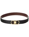 Ferragamo Gancini Reversible & Adjustable Leather Belt In Black