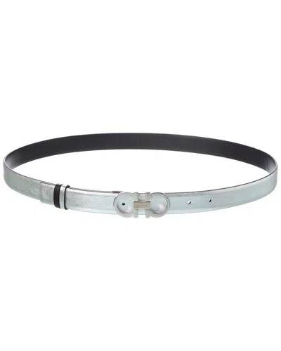 Ferragamo Gancini Reversible & Adjustable Leather Belt In Blue