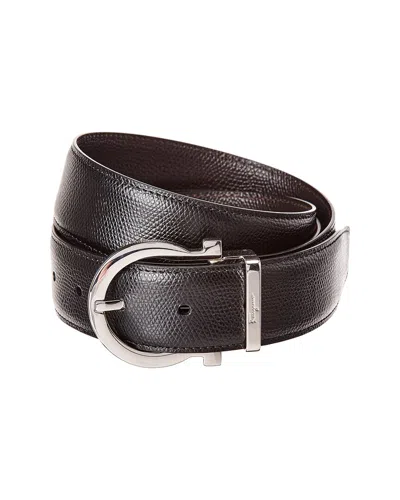 Ferragamo Gancini Reversible & Adjustable Leather Belt In Brown