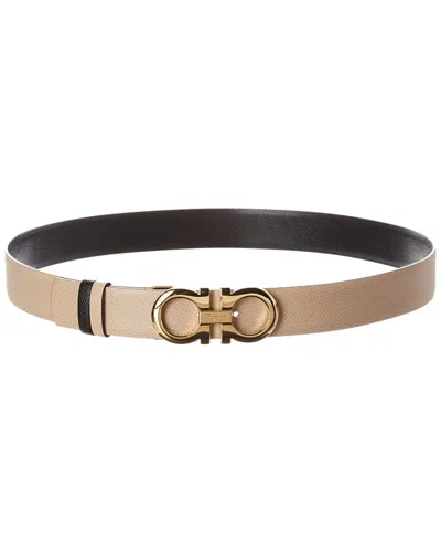 Ferragamo Gancini Reversible & Adjustable Leather Belt In Brown