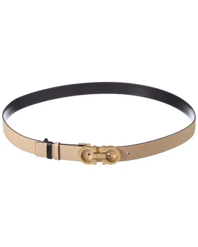Ferragamo Gancini Reversible & Adjustable Leather Belt In Brown