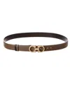 Ferragamo Salvatore  Gancini Reversible & Adjustable Leather Belt In Brown