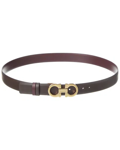 Ferragamo Gancini Reversible & Adjustable Leather Belt In Brown