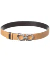 Ferragamo Gancini Reversible & Adjustable Leather Belt In Brown