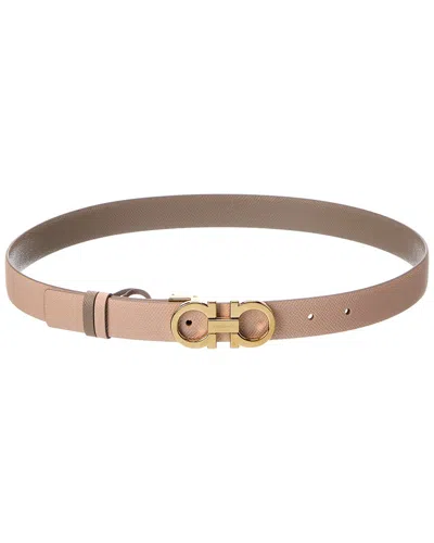 Ferragamo Gancini Reversible & Adjustable Leather Belt In Gold