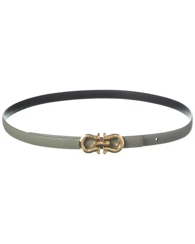 Ferragamo Gancini Reversible & Adjustable Leather Belt In Grey