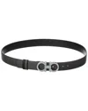 Ferragamo Gancini Reversible & Adjustable Leather Belt In Grey