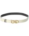 Ferragamo Gancini Reversible & Adjustable Leather Belt In White