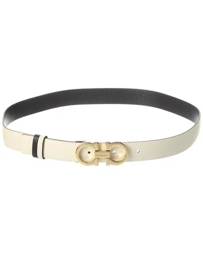 Ferragamo Gancini Reversible & Adjustable Leather Belt In White