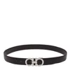 Ferragamo Adjustable Reversible Gancini Smooth Finish Belt In Black