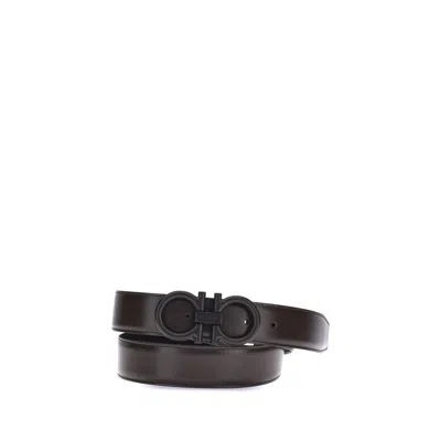 Ferragamo Gancini Reversible Belt In Black