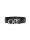 Ferragamo Black And Brown Gancini Buckle Double-sided Belt In Black