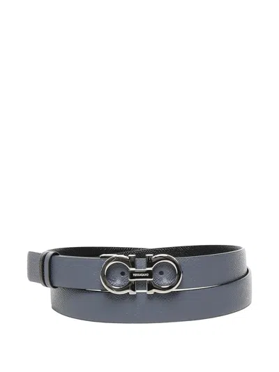 Ferragamo Gancini Reversible Belt In Blue