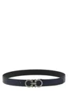 Ferragamo Reversible Belt With Adjustable Length And Metal Buckle In Blue