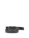 Ferragamo Reversible And Adjustable Gancini Belt In Black