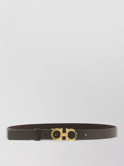 Ferragamo Gancini Reversible Belt Adjustable Length In Brown