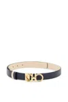 Ferragamo Black Reversible Gancini Belt In Beige