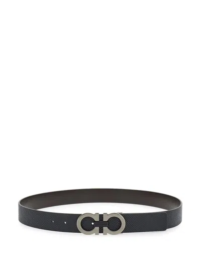 Ferragamo Gancini Reversible Belt In Nerohickory