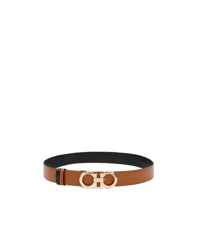 Ferragamo Gancini Reversible Belt In Black
