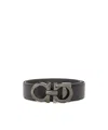 Ferragamo Logo Buckle Leather Belt In Black