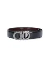 Ferragamo Black And Brown Gancini Buckle Double-sided Belt In Black