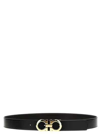 Ferragamo Gancini' Reversible Belt In Black