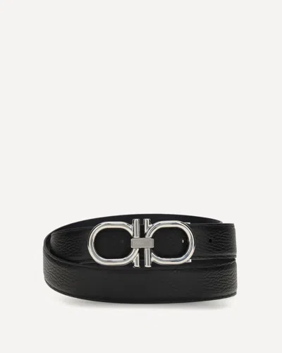 Ferragamo Gancini Reversible Belt In Black