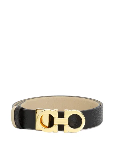 Ferragamo Gancini Reversible Belt In Black