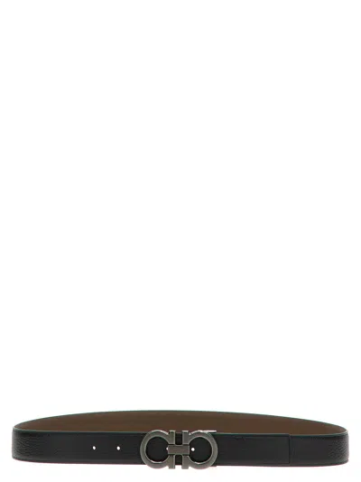 Ferragamo Gancini Reversible Belt In Black