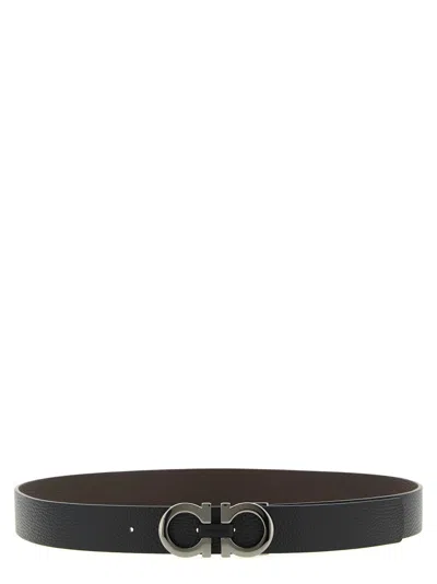 Ferragamo Gancini Reversible Belt In Gray