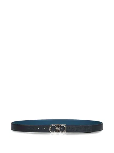 Ferragamo Gancini Reversible Belt In Black