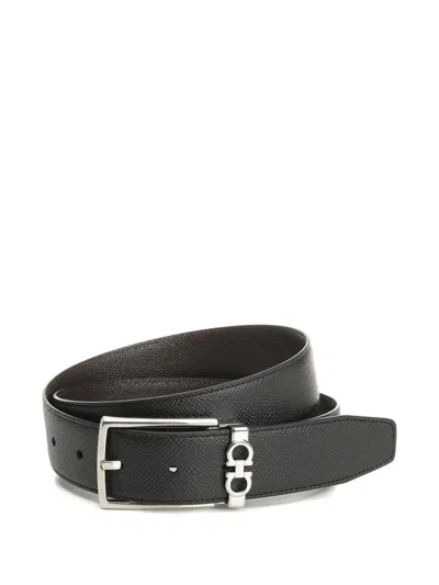 Ferragamo Gancini Reversible Belt In Black