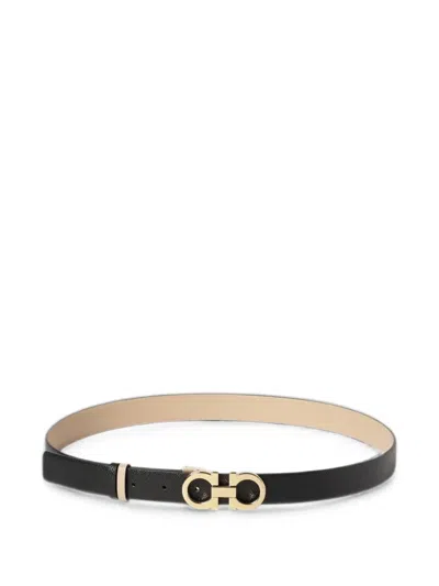 Ferragamo Gancini Reversible Belt In Black