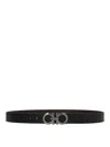 Ferragamo Salvatore  Man's Bicolor Leather Belt With Logo Buckle In Black