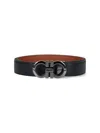 Ferragamo Men Knurled Buckle Reversible Gancini Belt In Black